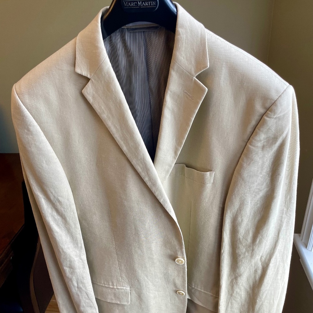 Calvin Klein Tan Linen Suit Jacket 42L